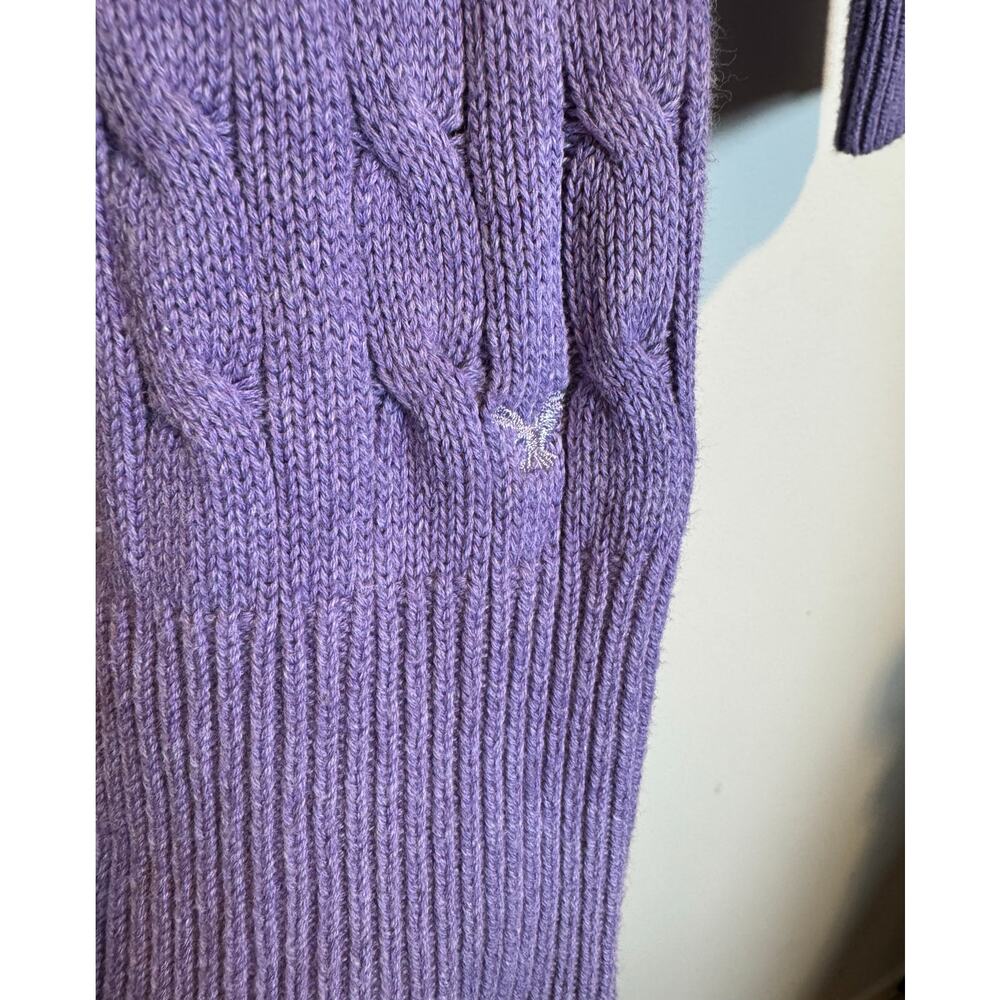 2000s American Eagle Lilac Cable Knit Scoop Neck Sweater Small - Picture 8 of 9